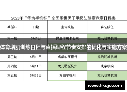 体育增肌训练日程与直播课程节奏安排的优化与实施方案
